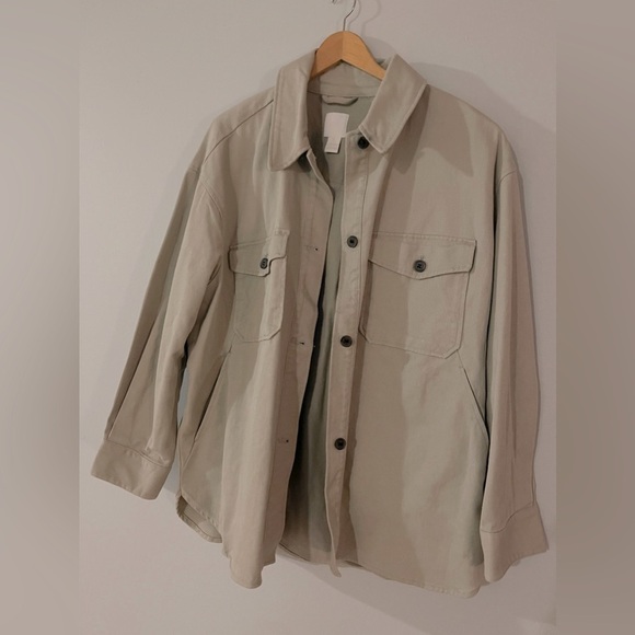 H&M beige heavyweight spring jacket light tan size L - Picture 2 of 13